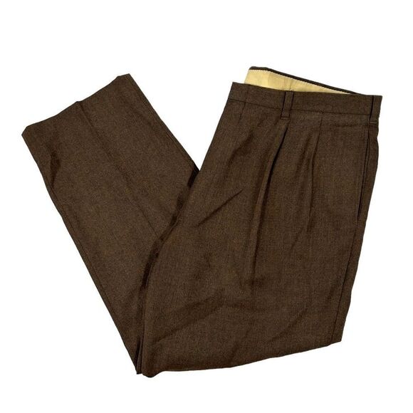 40x26 Vintage 100% Pure Wool Strathmore by Anderson Little Brown Dress Pants - Picture 2 of 10